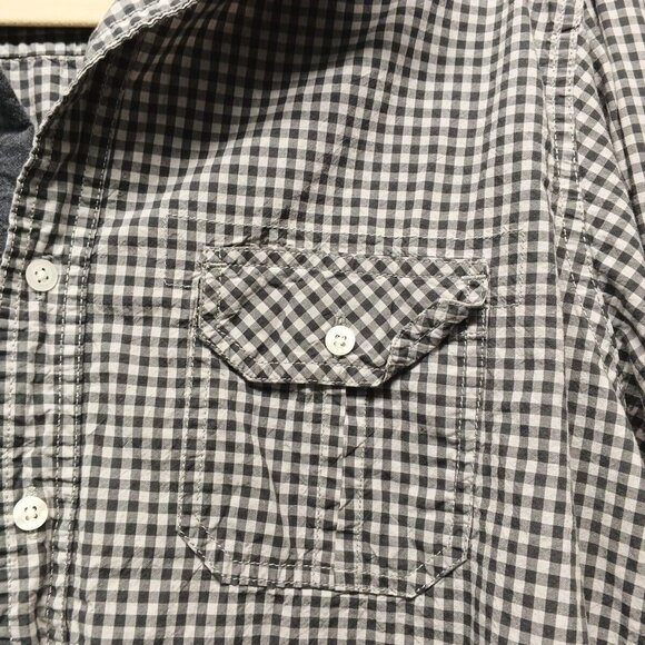 PD & C Shirt Men's Size MEDIUM Button Up Shirt Check 100% Cotton Flap Pockets - Picture 7 of 12